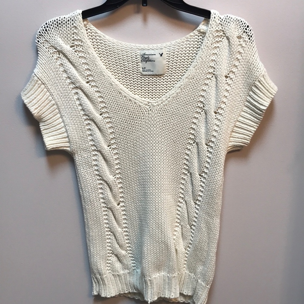 White American Eagle Short Sleeve Sweater